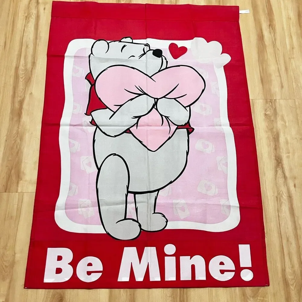 VTG Disney Winnie The Pooh Be Mine Valentine's Day Decorative Yard Flag Banner